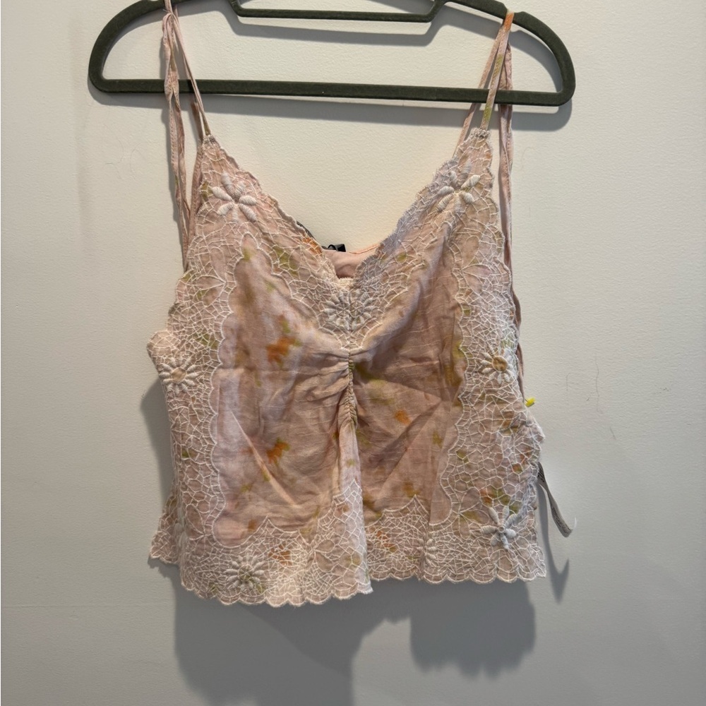 Zara Embroidered Tie-Dye Crop Top NWT